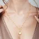 Ball Bead Woman 18K Gold Pendant Necklace Link Chain Choker Layering Jewery For Women Girls Hollow Round Ball Bead