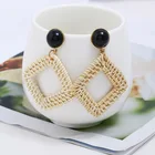 Moq Earrings Low Moq Hot Style Vintage Bamboo Rattan Handmade Round Drop Earrings For Vacation