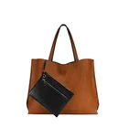 Wholesale Latest Reversible High-quality Two-sided Use Artificial Leather Handbags With Purses From China