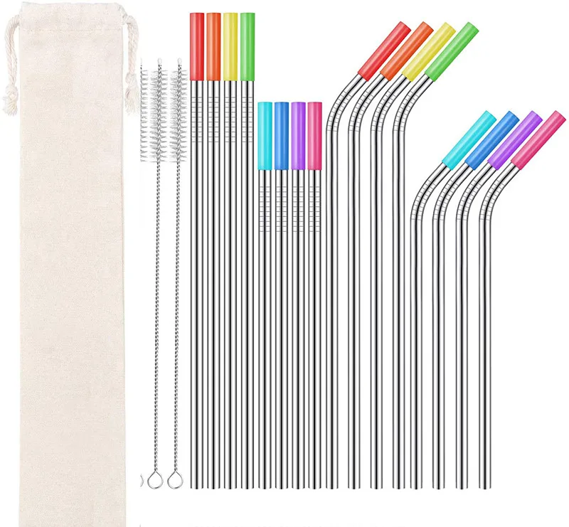 OEM & ODM Stainless Steel Smoothie Straws Reusable Metal Drinking Straws for Milkshake Rainbow Drinking Straws Wholesale