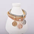 Alloy Bracelet Shambhala Charming Tree Ladies Fashion Adjustable Elastic Diamond Alloy Bracelet 3pcs Set