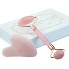 Wholesale Pink Jade Roller Facial Slimming Pink Crystal Rose Quartz Natural Jade Roller Massage