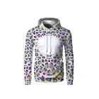 Factory Wholesale Cheap Logo Printable Sublimation Blank Polyester Dye Pullover Sweater Bleach Leopard Print Hoodies