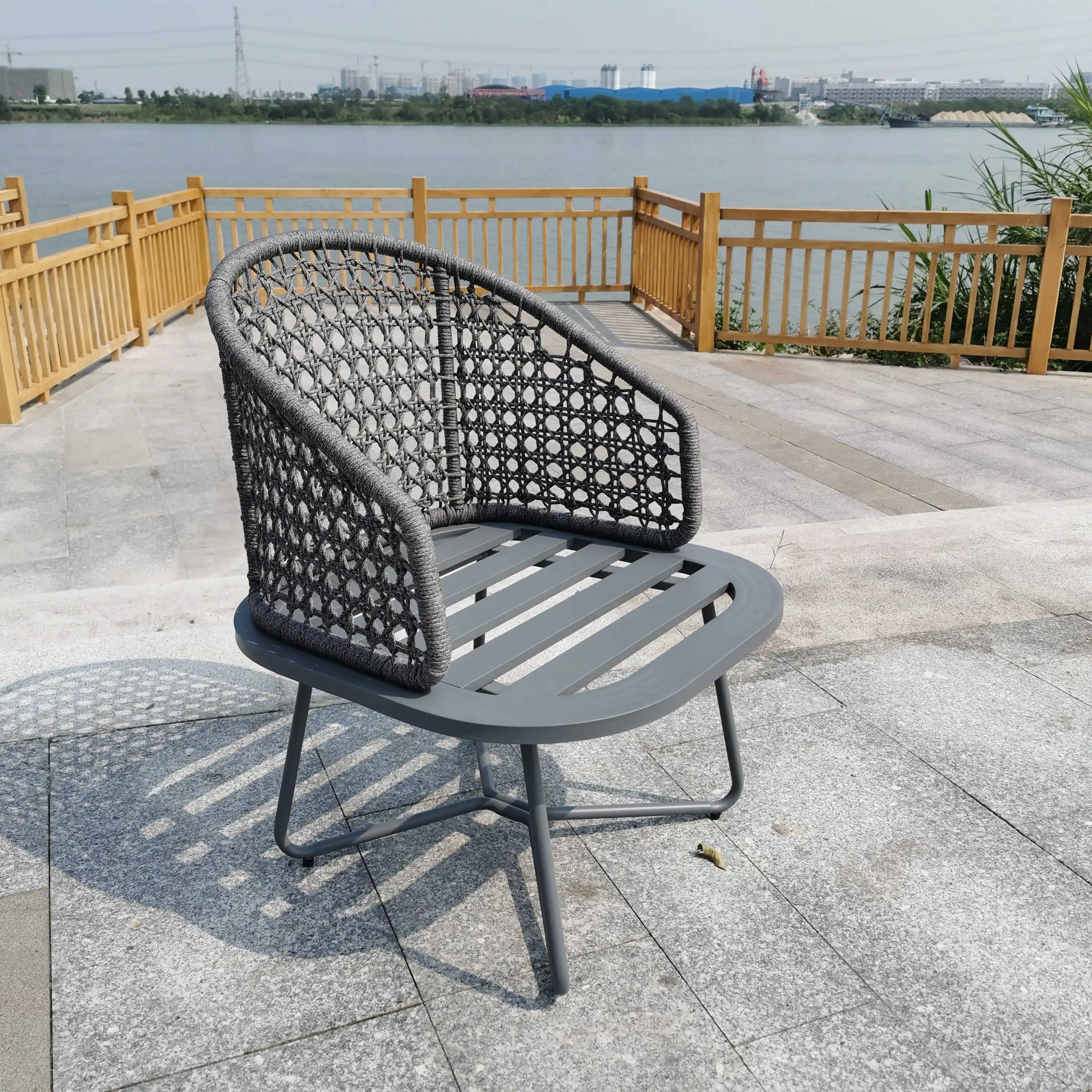 现代休闲户外藤制沙发椅套装铝框酒店花园别墅露台阳台餐厅咖啡店