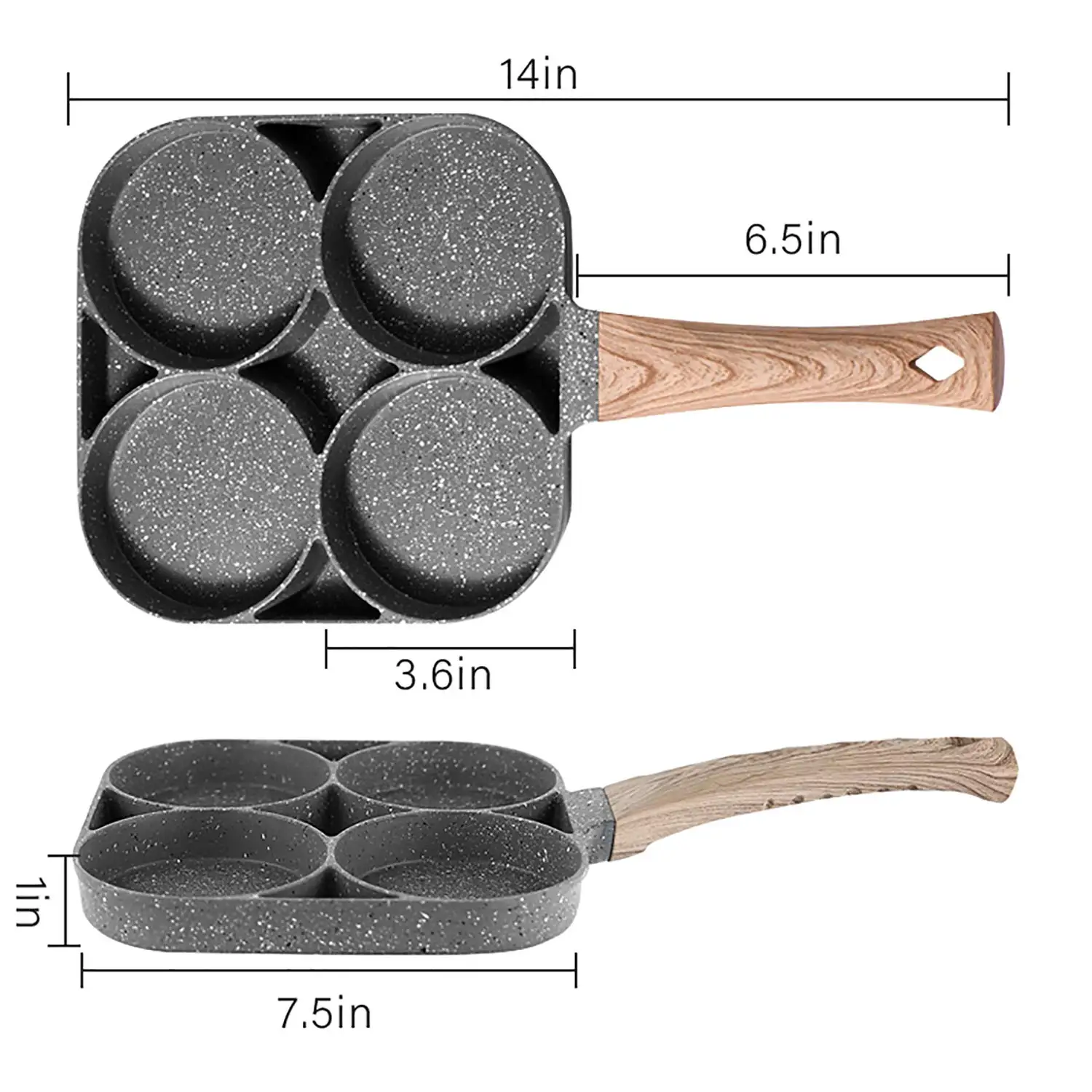 4 section frying pan DAZEN stone non-stick frying pan yongkang egg frying pan 3 hole square