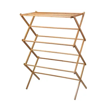 Hot Household Towel Rack Essentials Bamboo Wooden Adjustable Folding Laundry Clothes Drying Rack