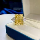 Diamond 13*16mm Big Size Excellent Radian Ice Cutting Yellow Zirconia Diamond 925 Sterling Silver Ring