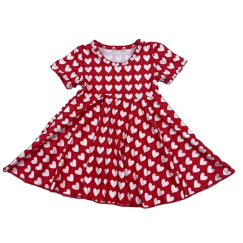 Toddler Girl Clothes Party Dresses Princess Little Girl Red Heart Printed Twirl Dress Valentine Boutique