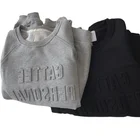 Sweater Unlined Custom High Quality Street Wear Emboss Sweatshirt Embossed Logo Crewneck Sweater