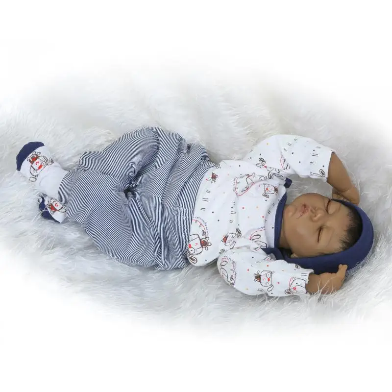 Adorable 50cm Non-Toxic African Baby Doll Lifelike Diy Houseplay Playmate Reborn Baby Doll