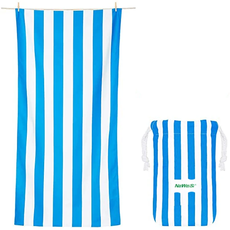 Custom Classic Cozy Sand Free Water Absorbent Quick Drying Large Size Stripe Beach Towel