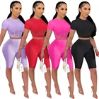 Women Short 2021 Hot Sell Seamless Sports Crop Top Women 2 Piece Short Set Outfits Women 2 Pieces Sets