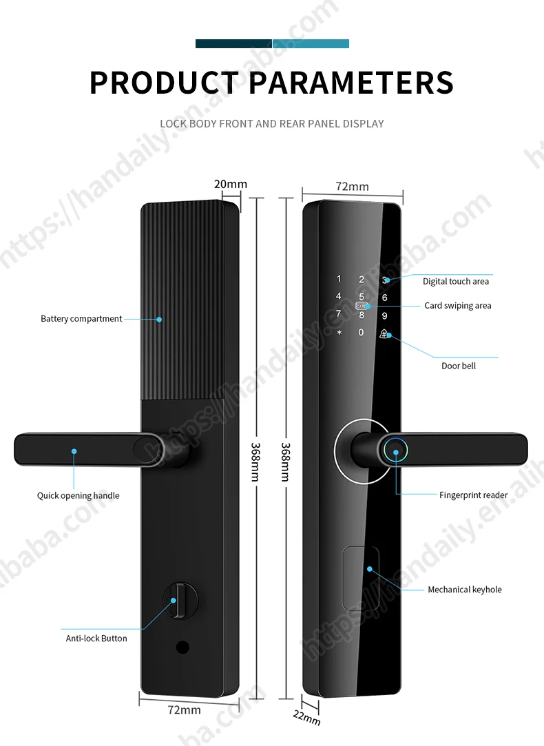 factory price handle tuya wifi fingerprint digital password rfid lock app smart door lock for wooden door apartment home room z4-12