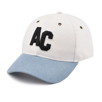 Customizable new york buy two tone letter a plain garment washed cotton snapback baseball headgear cap hat