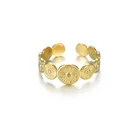 Ring 14k Fashion New Lady Stainless Steel Round Splicing Open Ring 14K Adjustable Finger Ring Jewelry