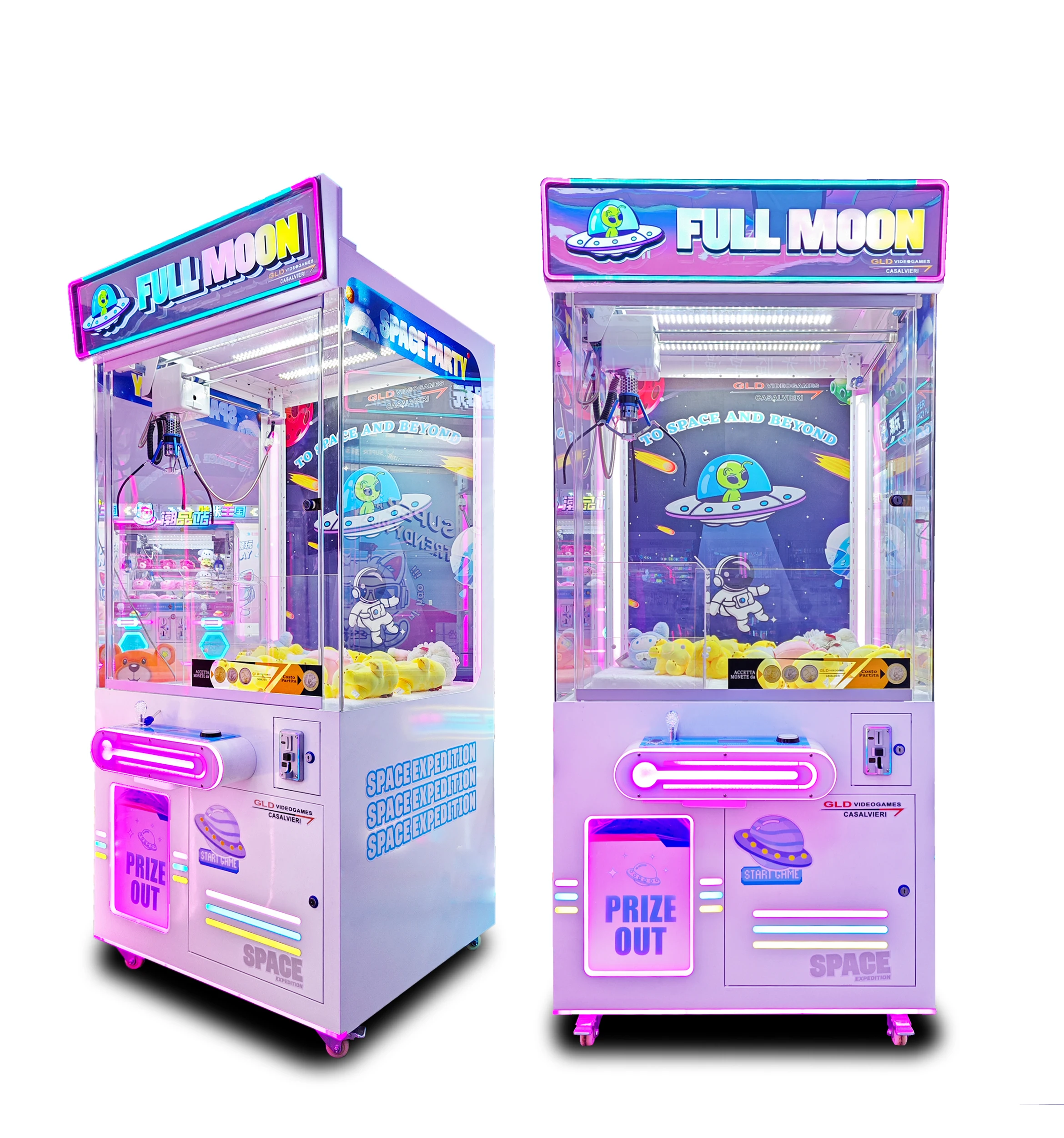 New Full Moon Coin Operated Arcade Cheap Game Claw Machine Small Plush Toy Big Claw Crane Machine for Sale