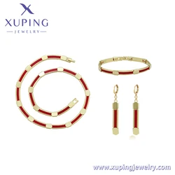 A00766772 Xuping jewelry exquisite elegance 14K gold red line new design versatile necklace bracelet earrings three-piece set