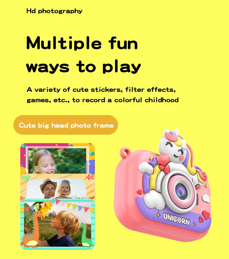 Unicorn Y6 Hd Dual-Camera Camera With Stand Dual-Lens Shooting Camera Children'S Toy Painting 20 Unicorn Y6 Hd Dual-Camera Camera With Stand Dual-Lens Shooting Camera Children'S Toy Painting