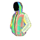 Coat Winter Pink Colorful Cotton Clothes Women's Loose Padded Coat Reflective Hooded Casual Jacket Women
