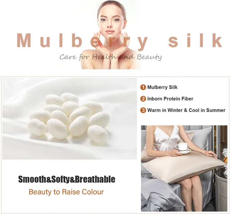 100% Pure Silk White Pillowcase White Silk Satin Pillow Case