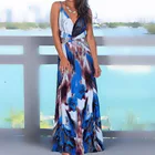 Cheap Ladies New V-neck Spring Summer Fashion Halter Cheap Ladies Beach Wear Print Dress