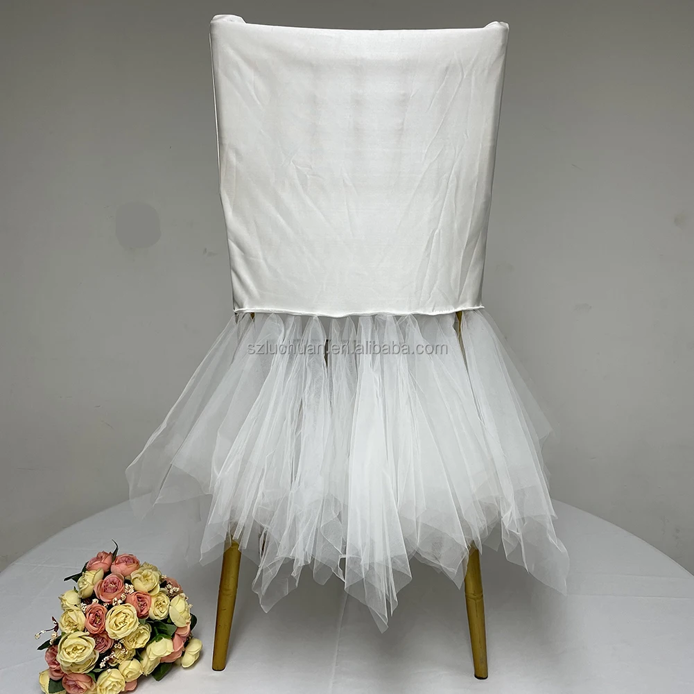 1 White TULLE TUTU with SPANDEX CHAIR SASH Sample Wedding Discounted Supplies 