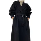 Black Coat Proper Price Top Quality Waterproof Fashion Black Womens Long Wool Coat