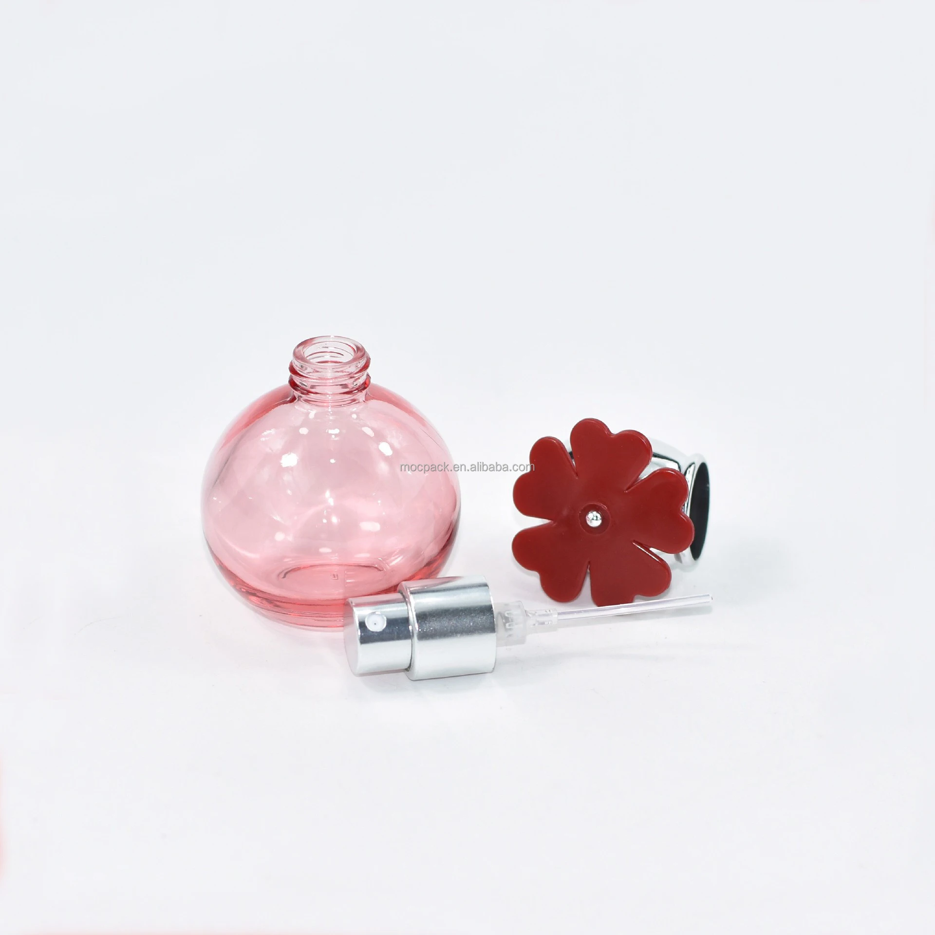 product wholesale 30ml ball shape cute perfume bottle empty pink flower perfume bottle-30