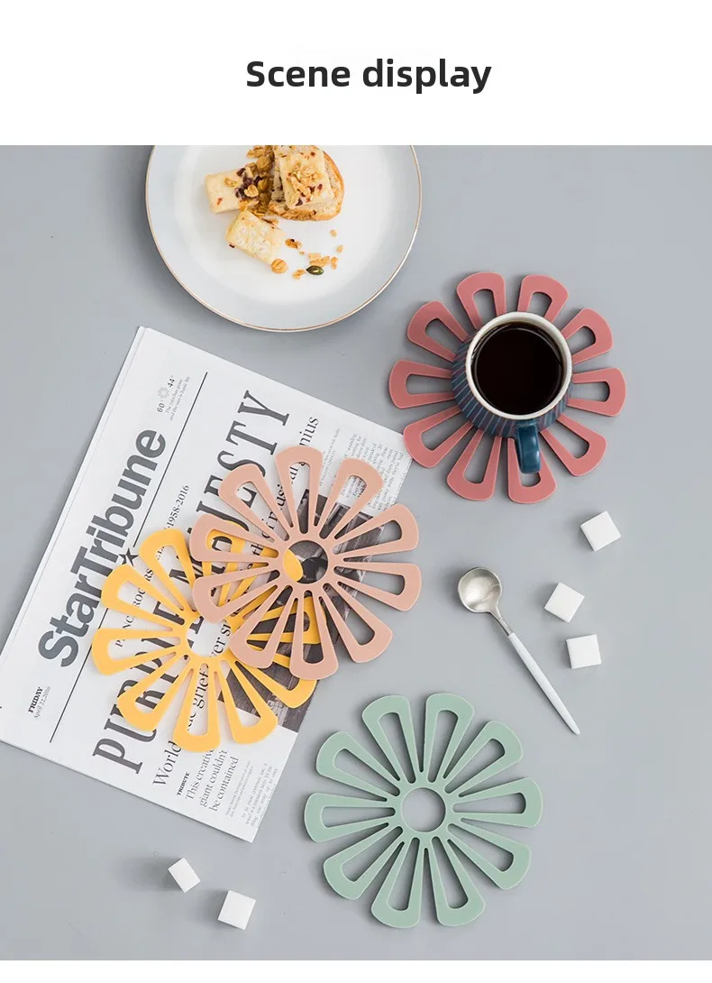 Modern Floral Design Silicone Plate Mat High-Temperature Resistant Anti-Scalding Coaster Placemat for Dining Table Household Mat supplier