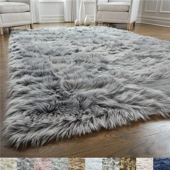Solid Color Sheepskin Hairy Carpet Shag Carpet Faux Fur Sheepskin Area Rug
