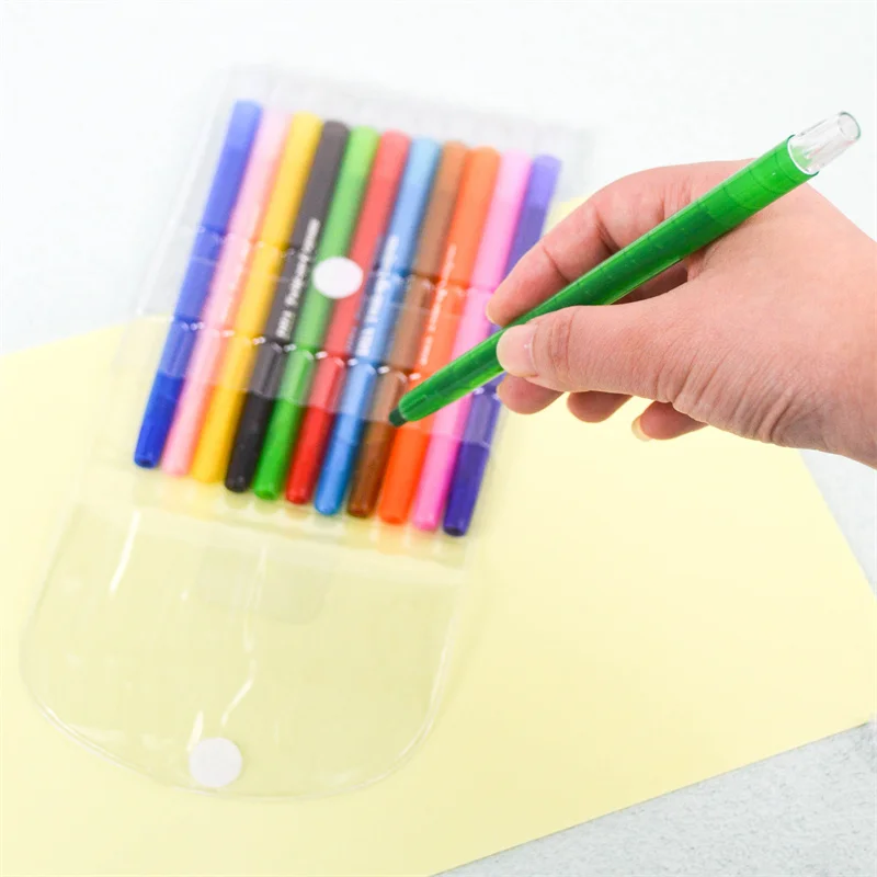 12 Colors Custom Wholesale Soft Silky Washable Crayon Plastic Pencils Set Manufacturer Supplies Plastic Crayon