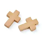 Cross Beads Wooden Beads 50Pcs Wood Slices Natural Unfinished Wood Cross Pendants Beads For Crafts DIY Jewelry Projects
