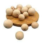 Beads Eco-friendly Round Wooden Teether Natural Unfinished Wooden Beads
