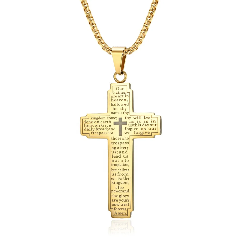 cross necklace with scripture inside