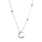New Moon PONEES 2020 New Arrival Korean Style 925 Sterling Silver Crystal Zirconia Moon Star Necklace For Women Girls