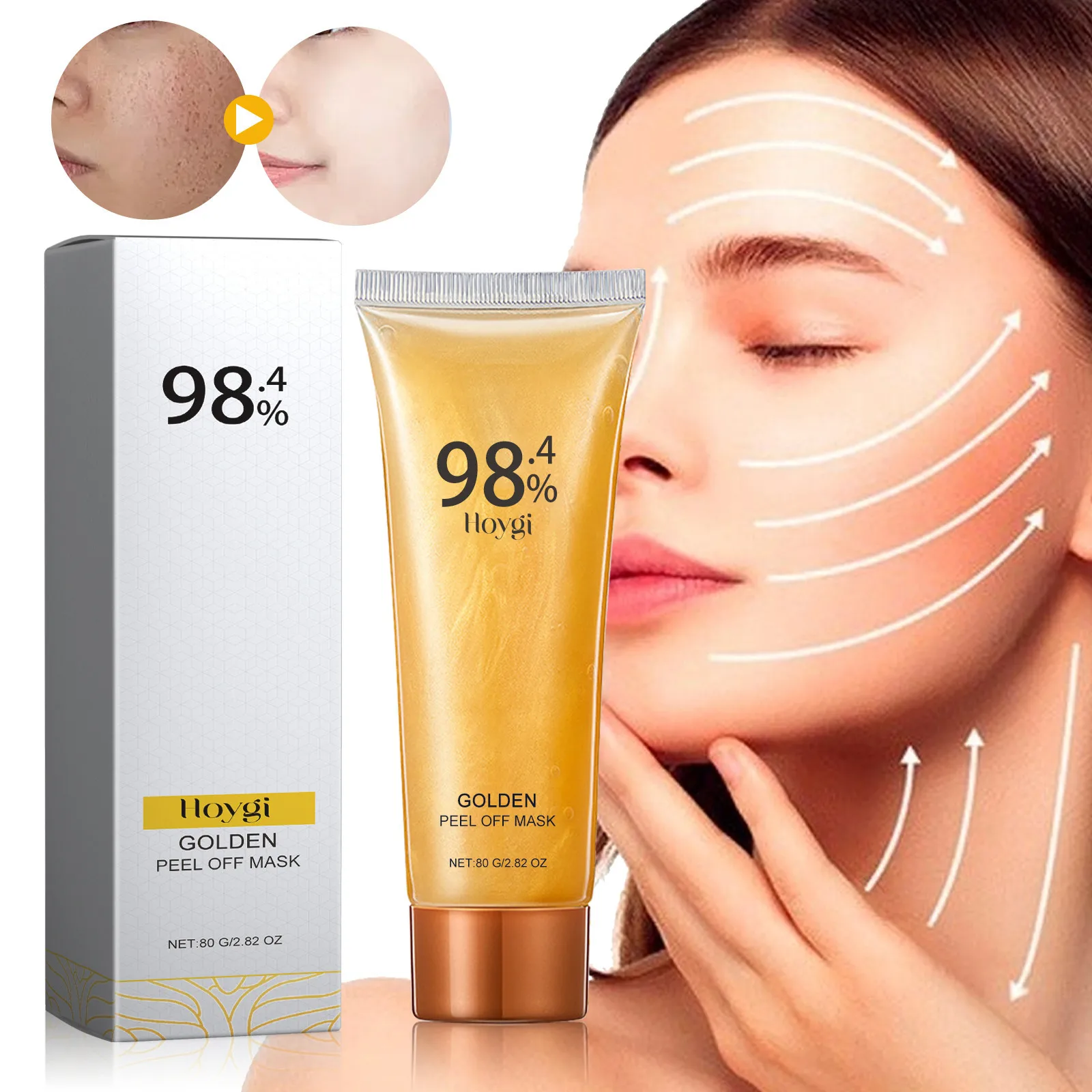 Hoygi Tear And Pull Gold Facial Mask Cleansing Blackhead Impurities