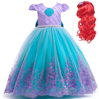 LZH Children Fancy Girls Mermaid Princess Party Dresses Lace Tutu Costume for Kids Halloween Cosplay