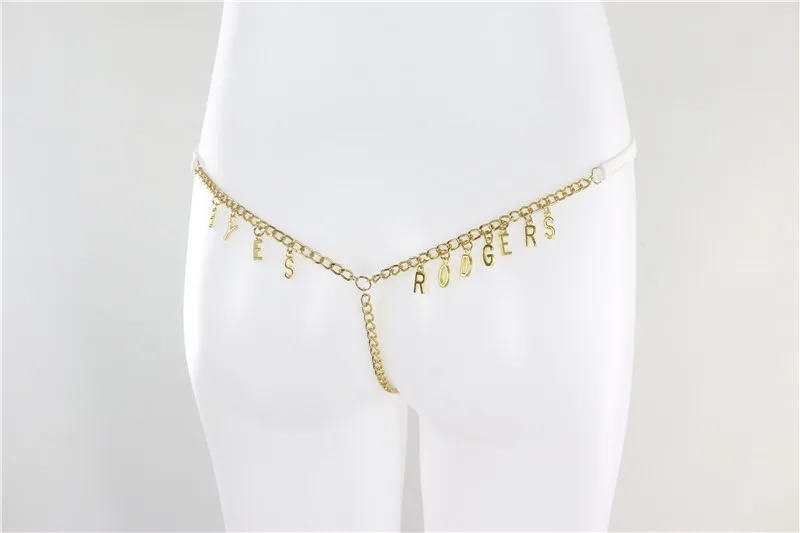Tanga con letras de Metal personalizadas para mujer, cadena de cuerpo en la  cintura, Color dorado y plateado, joyería de ropa interior personalizada  ostentosa, 2021 - AliExpress