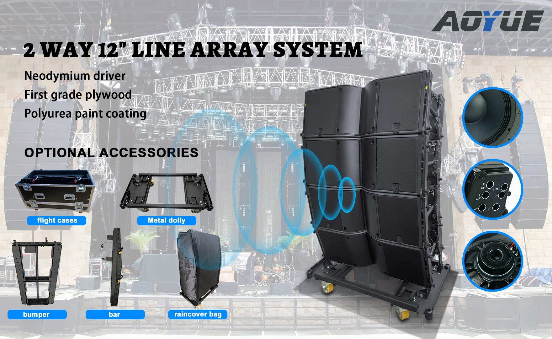 Ka 3 Outdoor Waterproof Line Array Profesionales 2 Way 12 Speakers