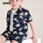 Shirt Boys DIDIBUBU 2pc Cotton Turtle Print Shirt With Shirt 2-7 Yrs Regular Fit Boys Set Clothes 2 Piece