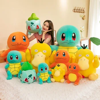 25-90cm Pokemoned Plush Toy Cartoon Cute Bull-basaurr Jenny Turtle Little Fire Dragon Soft Stuffed Animal Toy Plush Doll