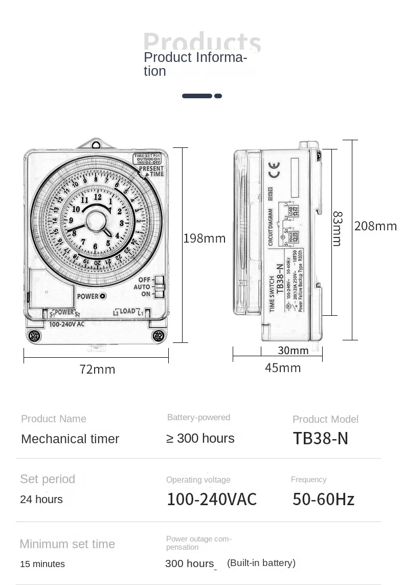 New Original Time Control Switch Tb38809ne7 Tb38n Tb388 Tb35n Vt35b