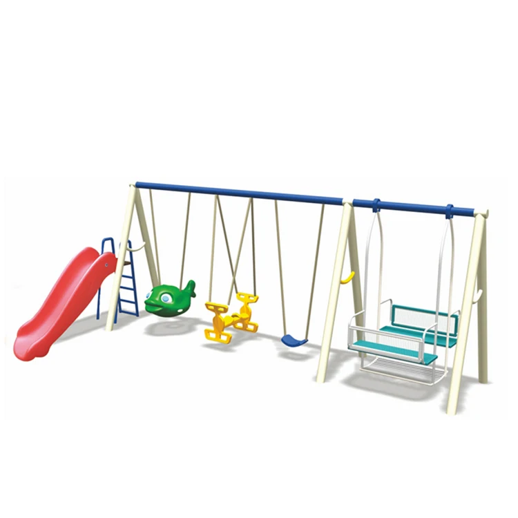 metal frame swing set with slide