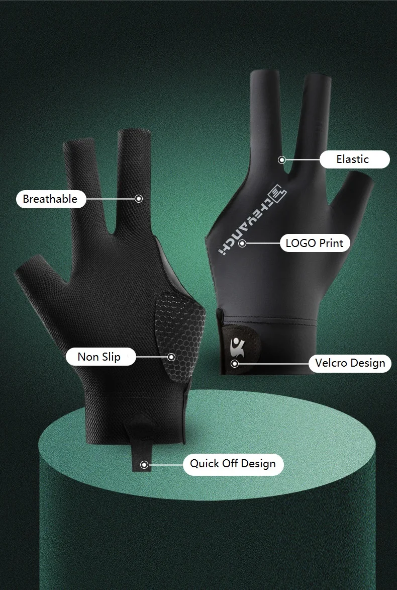 Billiards Sports Gloves Non Slip Pad 3 Fingers Pool Cue Shooting