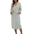 Cotton Sleepwear Cotton Bathrobe Summer Knitted Cotton Bathrobes Sleepwear Solid Color Hooded Bath Robe For Women