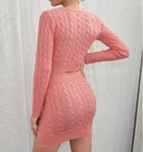 Pullover Women Clothing Knitted Pullover Sweater Ladies 2 Piece Set Outfit Skirts Jumpers Cable Set Sweaters