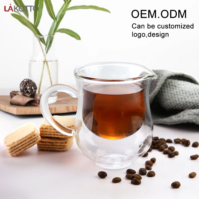 Double wall mini glass cup drinks small coffee cups with handle