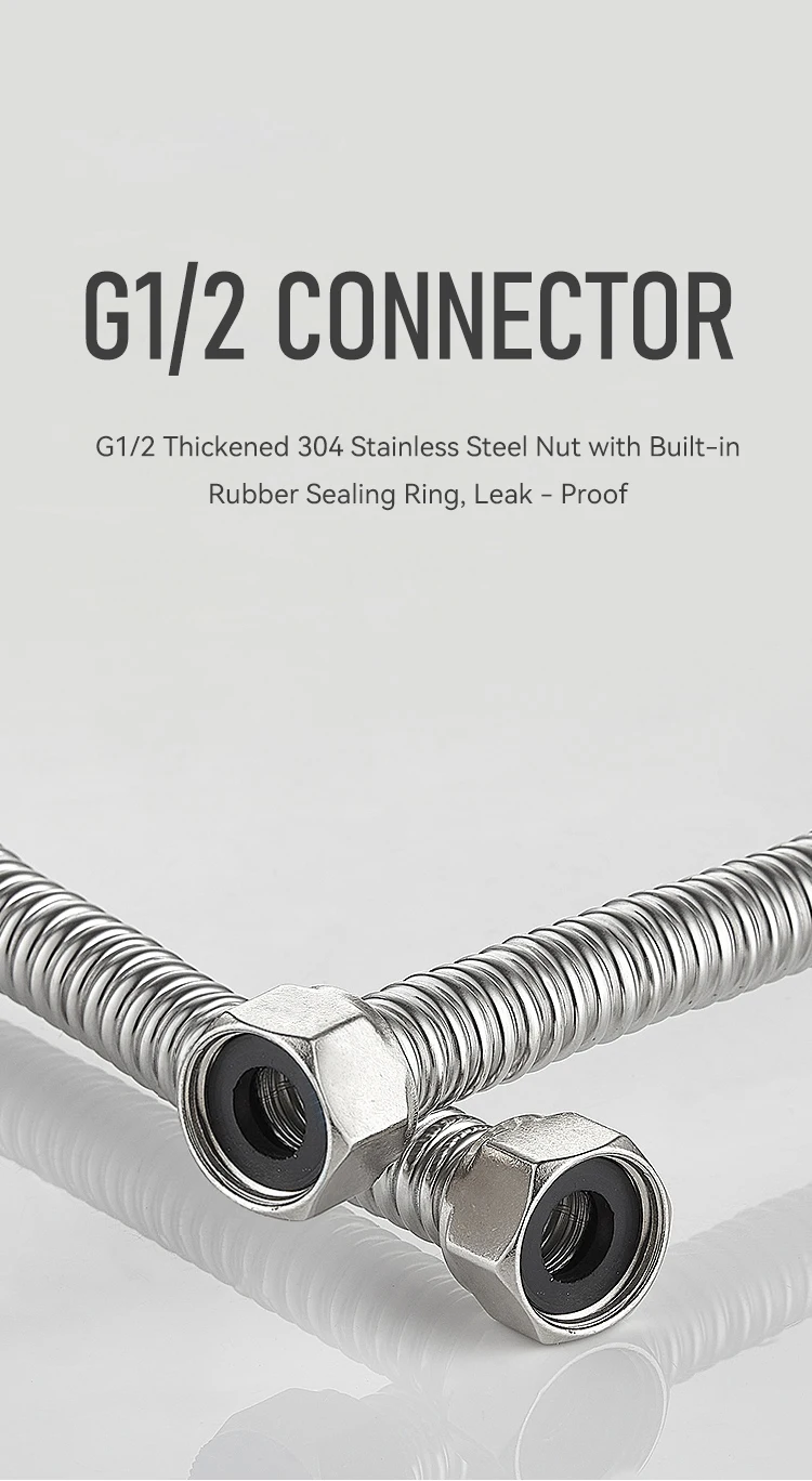 Corrugated Plated 304 Stainless Steel Water Heater Hose Flexible Corrosion & Chemical Resistant for Bathroom Toilet manufacture