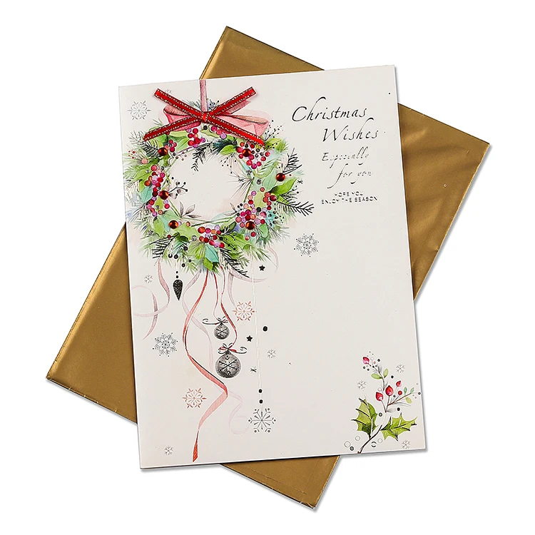 custom merry christmas tree gift card handmade