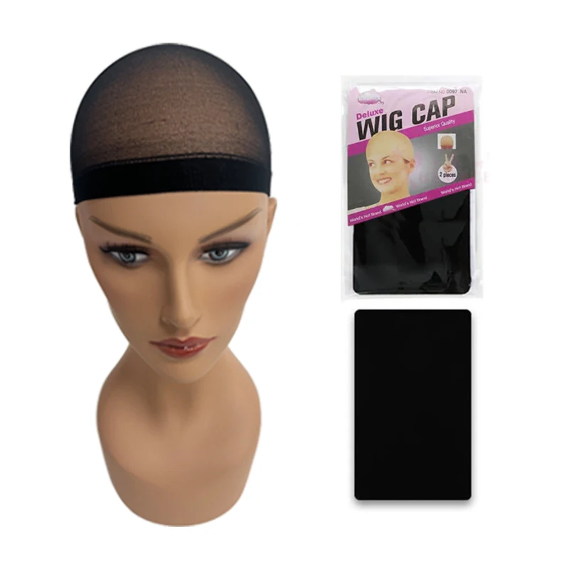 Wholesale 2pcs/pack Skin Black Wig Elastic Caps stretchy Close End Breathable Hair Net Nylon Stocking Wig Caps